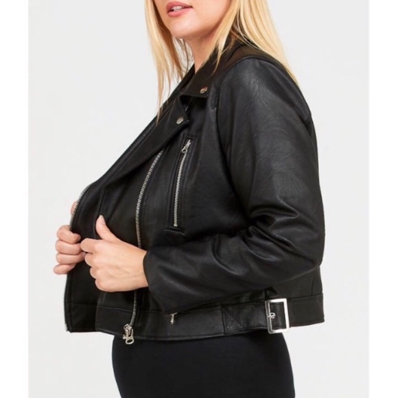 ✨2X HP✨ Plus Size Black Leather Moto Jacket - Picture 4 of 8